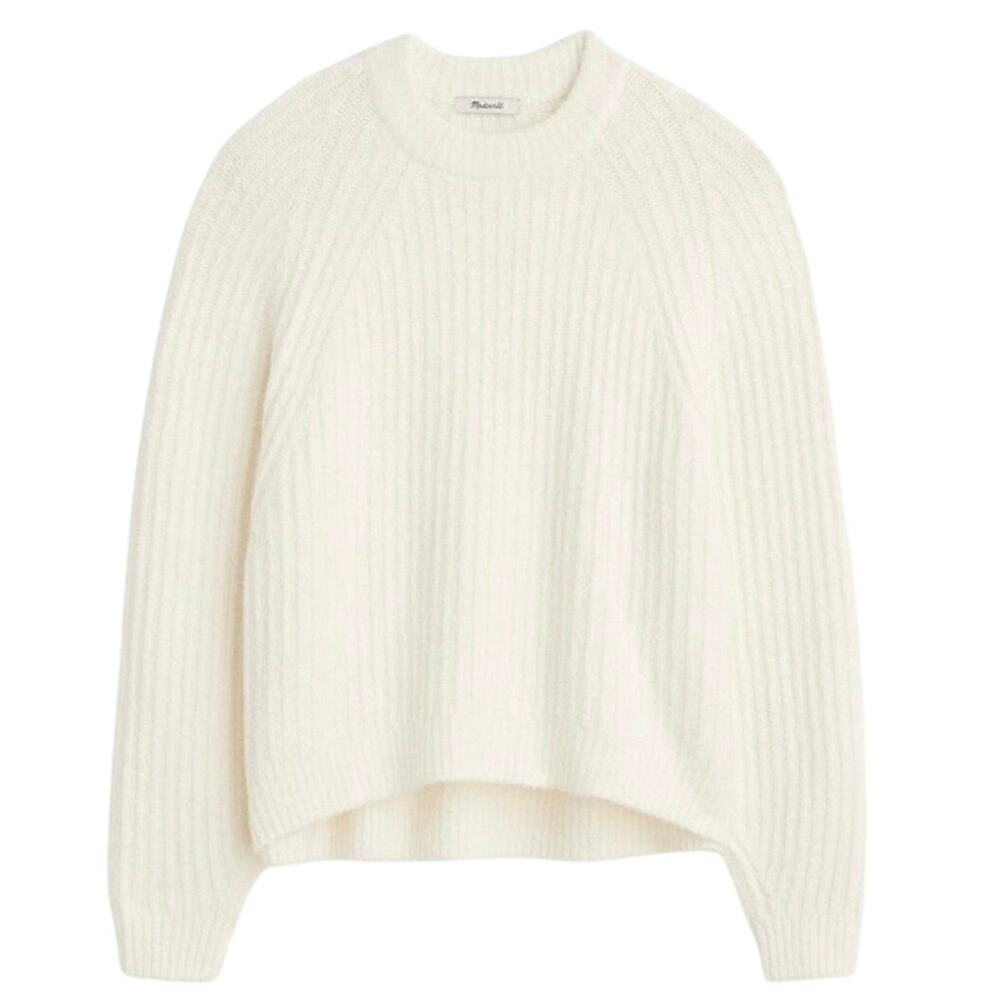 Madewell Ribbed Cotton Blend Sweater XL NWT Winter White Merino Wool